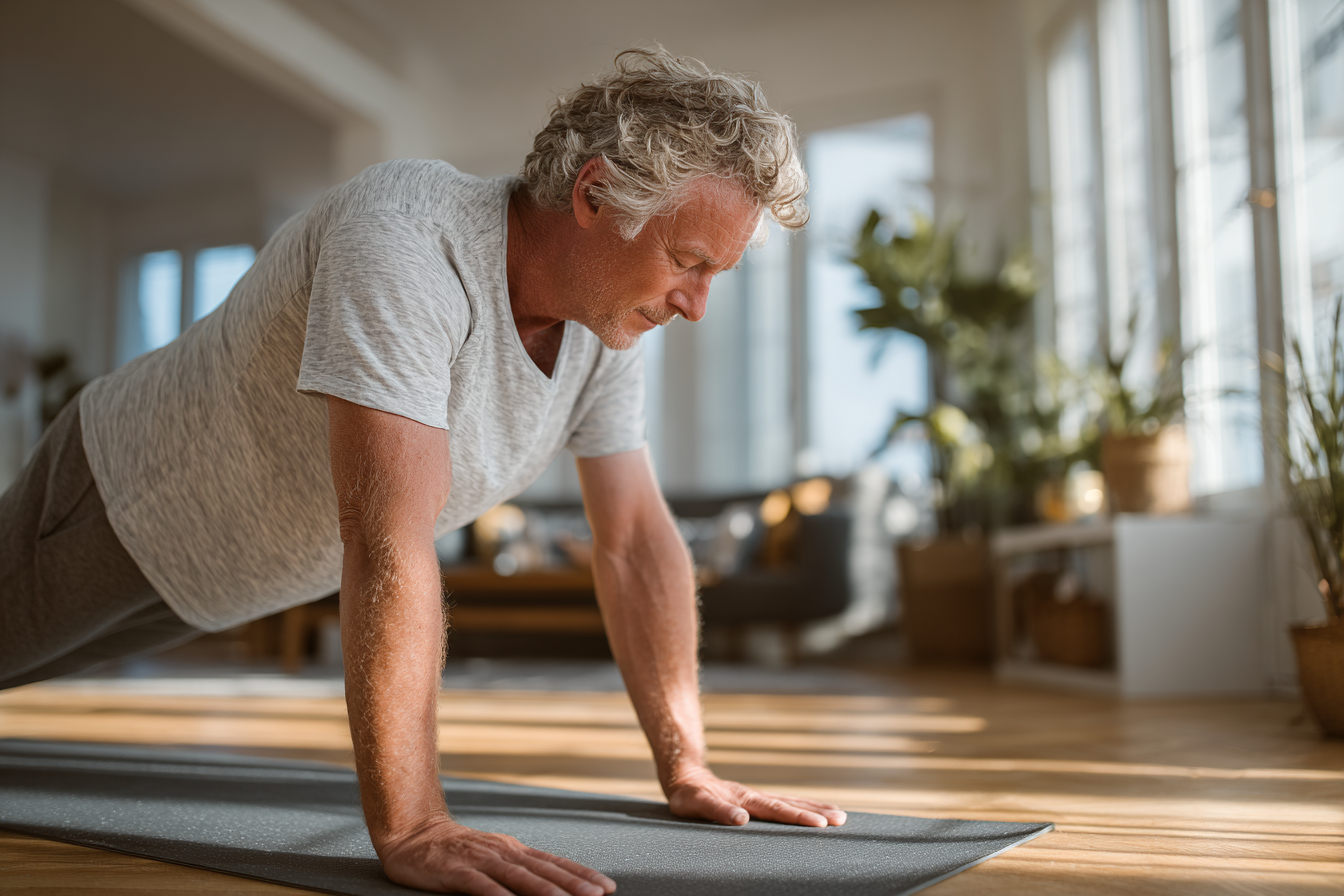 Група людей виконує прості вправи в студії
